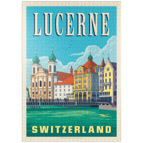Darstellung des Puzzle Motivs Lucerne Switzerland Waterfront with Historic Architecture - Puzzleteile: 1000