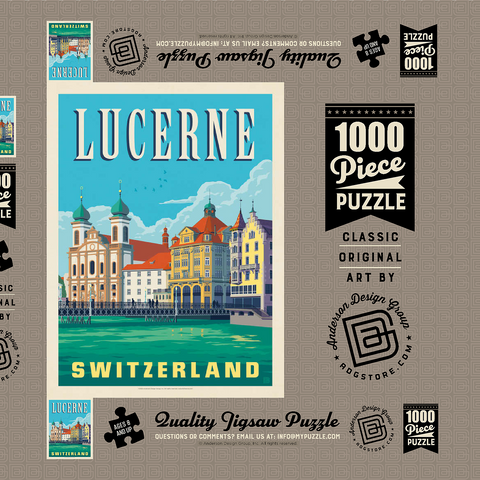 Darstellung des Puzzle Motivs Lucerne Switzerland Waterfront with Historic Architecture Lucerne Switzerland Waterfront with Historic Architecture 1000 Puzzle Schachtel 3D Modell