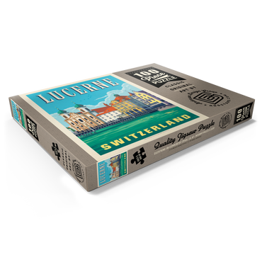 Darstellung des Puzzle Motivs Lucerne Switzerland Waterfront with Historic Architecture 100 Puzzle Schachtel Ansicht1