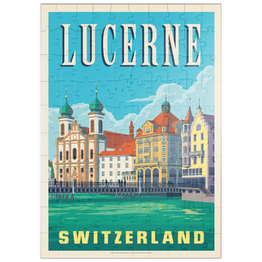 Darstellung des Puzzle Motivs puzzleplate Lucerne Switzerland Waterfront with Historic Architecture 100 Puzzle