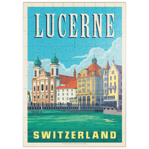Darstellung des Puzzle Motivs Lucerne Switzerland Waterfront with Historic Architecture puzzleplate Lucerne Switzerland Waterfront with Historic Architecture 100 Puzzle
