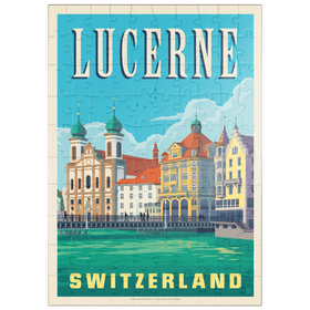 Darstellung des Puzzle Motivs Lucerne Switzerland Waterfront with Historic Architecture - Puzzleteile: 100