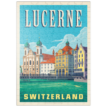 Darstellung des Puzzle Motivs puzzleplate Lucerne Switzerland Waterfront with Historic Architecture 200 Puzzle