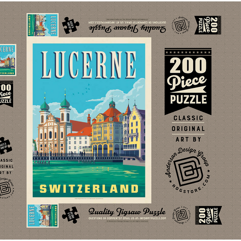 Darstellung des Puzzle Motivs Lucerne Switzerland Waterfront with Historic Architecture Lucerne Switzerland Waterfront with Historic Architecture 200 Puzzle Schachtel 3D Modell