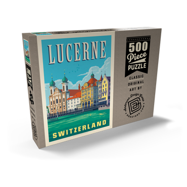 Darstellung des Puzzle Motivs Lucerne Switzerland Waterfront with Historic Architecture 500 Puzzle Schachtel Ansicht2