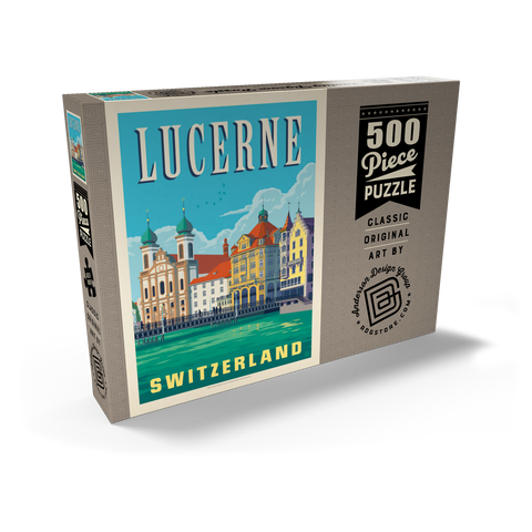 Darstellung des Puzzle Motivs Lucerne Switzerland Waterfront with Historic Architecture Lucerne Switzerland Waterfront with Historic Architecture 500 Puzzle Schachtel Ansicht2
