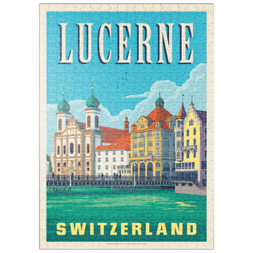 Darstellung des Puzzle Motivs puzzleplate Lucerne Switzerland Waterfront with Historic Architecture 500 Puzzle