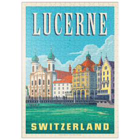 Darstellung des Puzzle Motivs Lucerne Switzerland Waterfront with Historic Architecture - Puzzleteile: 500