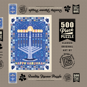 Darstellung des Puzzle Motivs Happy Hanukkah 500 Puzzle Schachtel 3D Modell