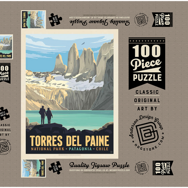 Darstellung des Puzzle Motivs Chile: Torres del Paine National Park (Patagonia) 100 Puzzle Schachtel 3D Modell