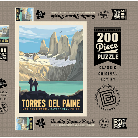 Darstellung des Puzzle Motivs Chile: Torres del Paine National Park (Patagonia) Chile: Torres del Paine National Park (Patagonia) 200 Puzzle Schachtel 3D Modell