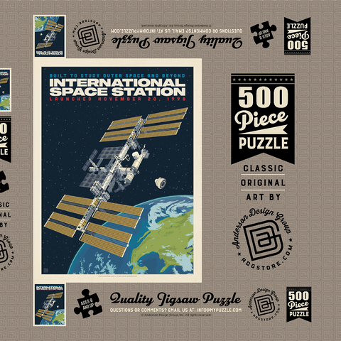 Darstellung des Puzzle Motivs NASA: 1998 International Space Station NASA: 1998 International Space Station 500 Puzzle Schachtel 3D Modell