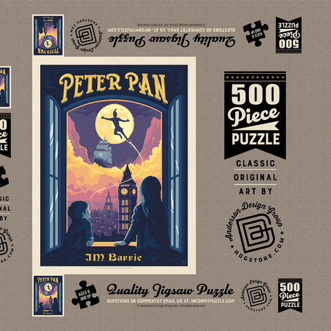 Darstellung des Puzzle Motivs Peter Pan: J.M. Barrie Peter Pan: J.M. Barrie 500 Puzzle Schachtel 3D Modell