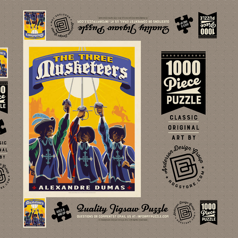 Darstellung des Puzzle Motivs The Three Musketeers: Alexandre Dumas The Three Musketeers: Alexandre Dumas 1000 Puzzle Schachtel 3D Modell