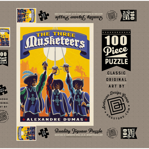 Darstellung des Puzzle Motivs The Three Musketeers: Alexandre Dumas The Three Musketeers: Alexandre Dumas 100 Puzzle Schachtel 3D Modell
