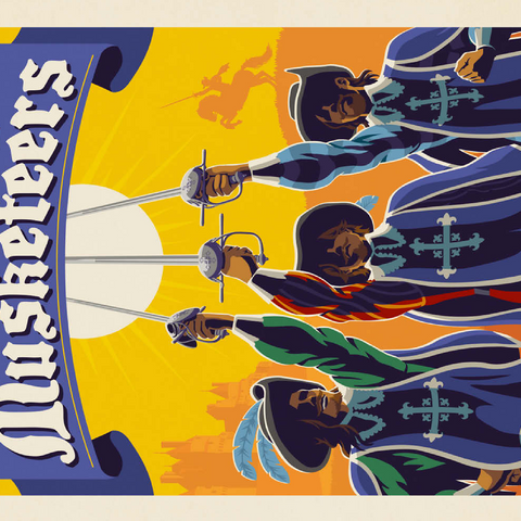 Darstellung des Puzzle Motivs The Three Musketeers: Alexandre Dumas The Three Musketeers: Alexandre Dumas 500 Puzzle 3D Modell