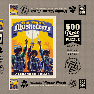 Darstellung des Puzzle Motivs The Three Musketeers: Alexandre Dumas 500 Puzzle Schachtel 3D Modell