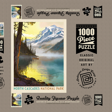 Darstellung des Puzzle Motivs North Cascades National Park Lake View Canoe Scene 1000 Puzzle Schachtel 3D Modell