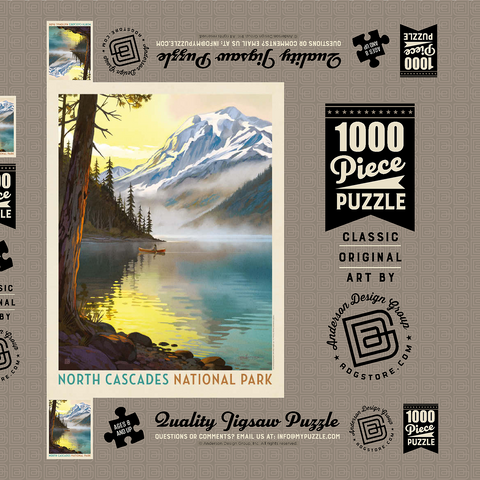 Darstellung des Puzzle Motivs North Cascades National Park Lake View Canoe Scene North Cascades National Park Lake View Canoe Scene 1000 Puzzle Schachtel 3D Modell