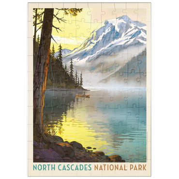 Darstellung des Puzzle Motivs puzzleplate North Cascades National Park Lake View Canoe Scene 100 Puzzle