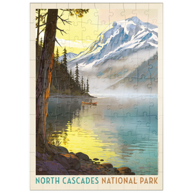 Darstellung des Puzzle Motivs North Cascades National Park Lake View Canoe Scene - Puzzleteile: 100