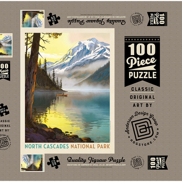 Darstellung des Puzzle Motivs North Cascades National Park Lake View Canoe Scene 100 Puzzle Schachtel 3D Modell