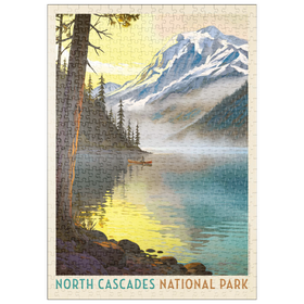 Darstellung des Puzzle Motivs North Cascades National Park Lake View Canoe Scene - Puzzleteile: 500