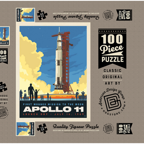 Darstellung des Puzzle Motivs NASA 1969: Apollo 11 Lift-Off NASA 1969: Apollo 11 Lift-Off 100 Puzzle Schachtel 3D Modell