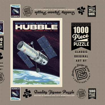 Darstellung des Puzzle Motivs NASA 1990: Hubble Space Telescope 1000 Puzzle Schachtel 3D Modell