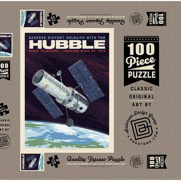 Darstellung des Puzzle Motivs NASA 1990: Hubble Space Telescope 100 Puzzle Schachtel 3D Modell