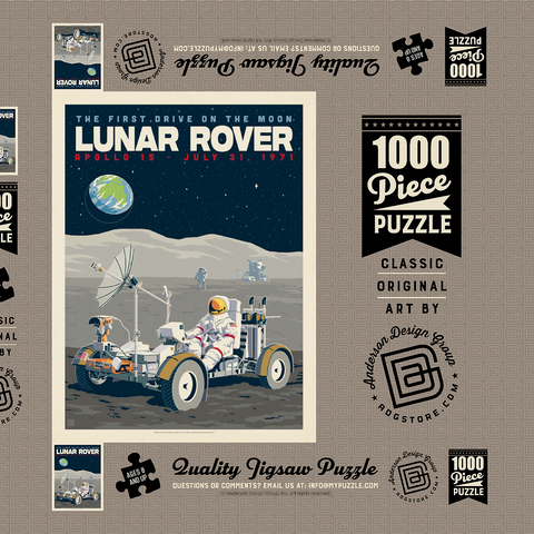 Darstellung des Puzzle Motivs NASA 1971: Apollo 15 Lunar Rover NASA 1971: Apollo 15 Lunar Rover 1000 Puzzle Schachtel 3D Modell
