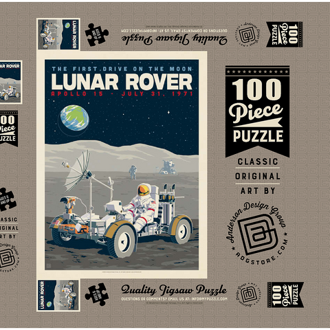 Darstellung des Puzzle Motivs NASA 1971: Apollo 15 Lunar Rover NASA 1971: Apollo 15 Lunar Rover 100 Puzzle Schachtel 3D Modell