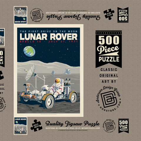 Darstellung des Puzzle Motivs NASA 1971: Apollo 15 Lunar Rover NASA 1971: Apollo 15 Lunar Rover 500 Puzzle Schachtel 3D Modell