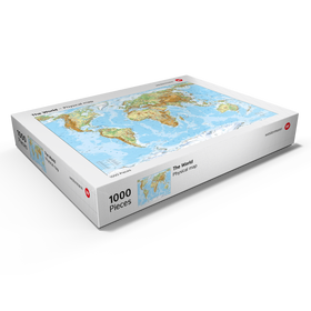 Darstellung des Puzzle Motivs Physische Weltkarte – Globale Geografie - Puzzleteile: 1000