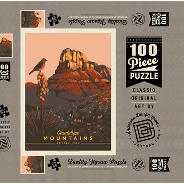 Darstellung des Puzzle Motivs Guadalupe Mountains National Park: Early Bird 100 Puzzle Schachtel 3D Modell
