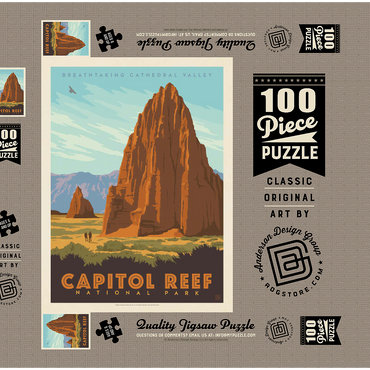 Darstellung des Puzzle Motivs Capitol Reef National Park: Cathedral Valley 100 Puzzle Schachtel 3D Modell