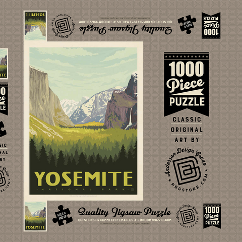 Darstellung des Puzzle Motivs Yosemite National Park: Valley View with El Capitan and Bridalveil Fall Yosemite National Park: Valley View with El Capitan and Bridalveil Fall 1000 Puzzle Schachtel 3D Modell