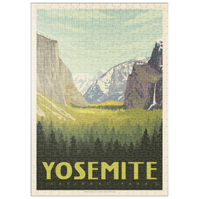 Darstellung des Puzzle Motivs Yosemite National Park: Valley View with El Capitan and Bridalveil Fall - Puzzleteile: 500