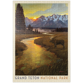 Darstellung des Puzzle-Motivs Grand Teton National Park: Lone Moose – Puzzleteile: 1000