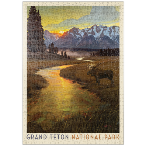 Darstellung des Puzzle Motivs Grand Teton National Park: Lone Moose puzzleplate Grand Teton National Park: Lone Moose 1000 Puzzle