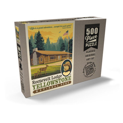 Darstellung des Puzzle Motivs Yellowstone National Park: Roosevelt Lodge Yellowstone National Park: Roosevelt Lodge 500 Puzzle Schachtel Ansicht2