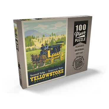 Darstellung des Puzzle Motivs Yellowstone National Park: Stage Coach Adventure 100 Puzzle Schachtel Ansicht2