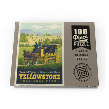 Darstellung des Puzzle Motivs Yellowstone National Park: Stage Coach Adventure 100 Puzzle Schachtel Ansicht3