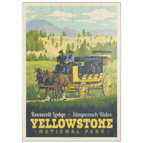 Darstellung des Puzzle Motivs Yellowstone National Park: Stage Coach Adventure - Puzzleteile: 100