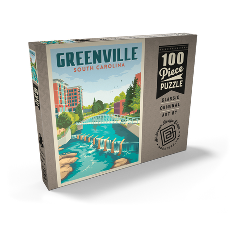 Darstellung des Puzzle Motivs Greenville, South Carolina: Reedy River Bridge Greenville, South Carolina: Reedy River Bridge 100 Puzzle Schachtel Ansicht2