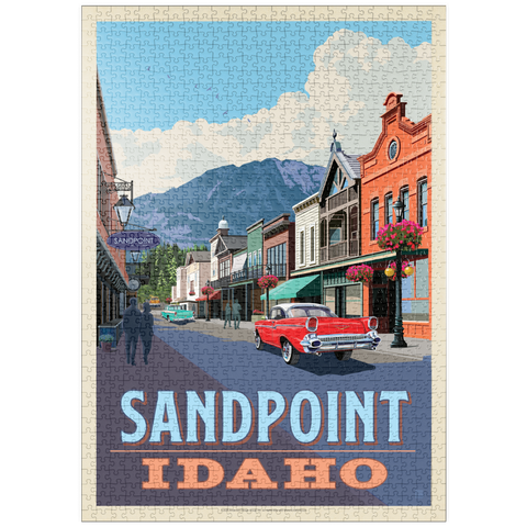Darstellung des Puzzle Motivs Sandpoint, Idaho: Downtown Street and Mountains puzzleplate Sandpoint, Idaho: Downtown Street and Mountains 1000 Puzzle