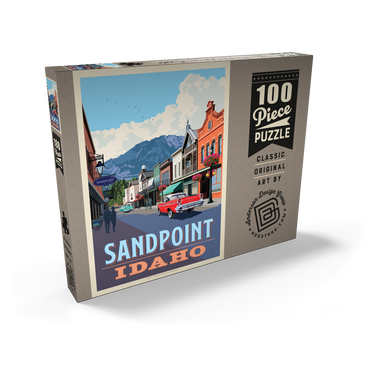 Darstellung des Puzzle Motivs Sandpoint, Idaho: Downtown Street and Mountains 100 Puzzle Schachtel Ansicht2