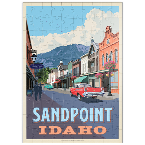 Darstellung des Puzzle Motivs Sandpoint, Idaho: Downtown Street and Mountains puzzleplate Sandpoint, Idaho: Downtown Street and Mountains 100 Puzzle