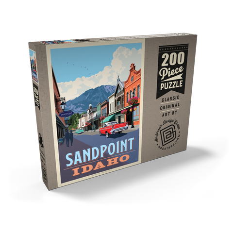 Darstellung des Puzzle Motivs Sandpoint, Idaho: Downtown Street and Mountains Sandpoint, Idaho: Downtown Street and Mountains 200 Puzzle Schachtel Ansicht2
