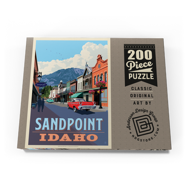 Darstellung des Puzzle Motivs Sandpoint, Idaho: Downtown Street and Mountains 200 Puzzle Schachtel Ansicht3
